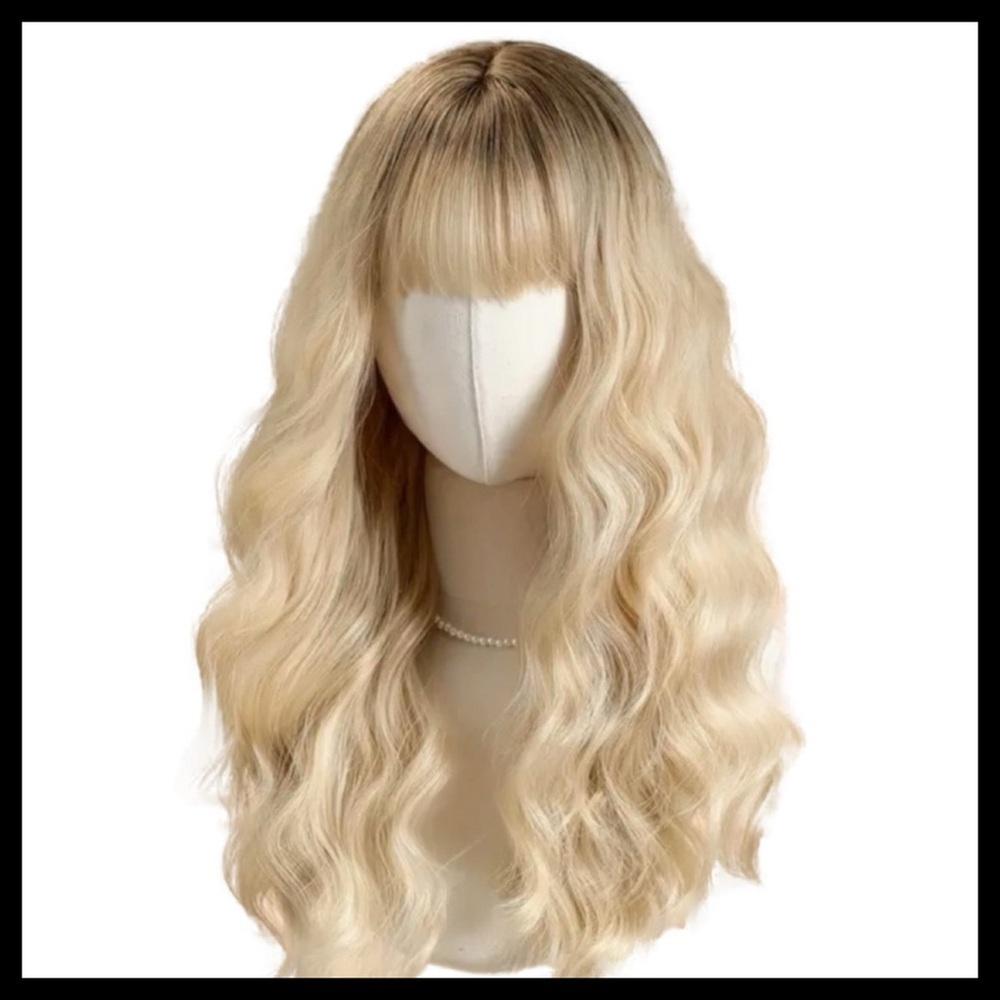 LUXURIOUS HAIR 22” Inch Wig White-Golden Blonde – 150% Density, Curly Wave